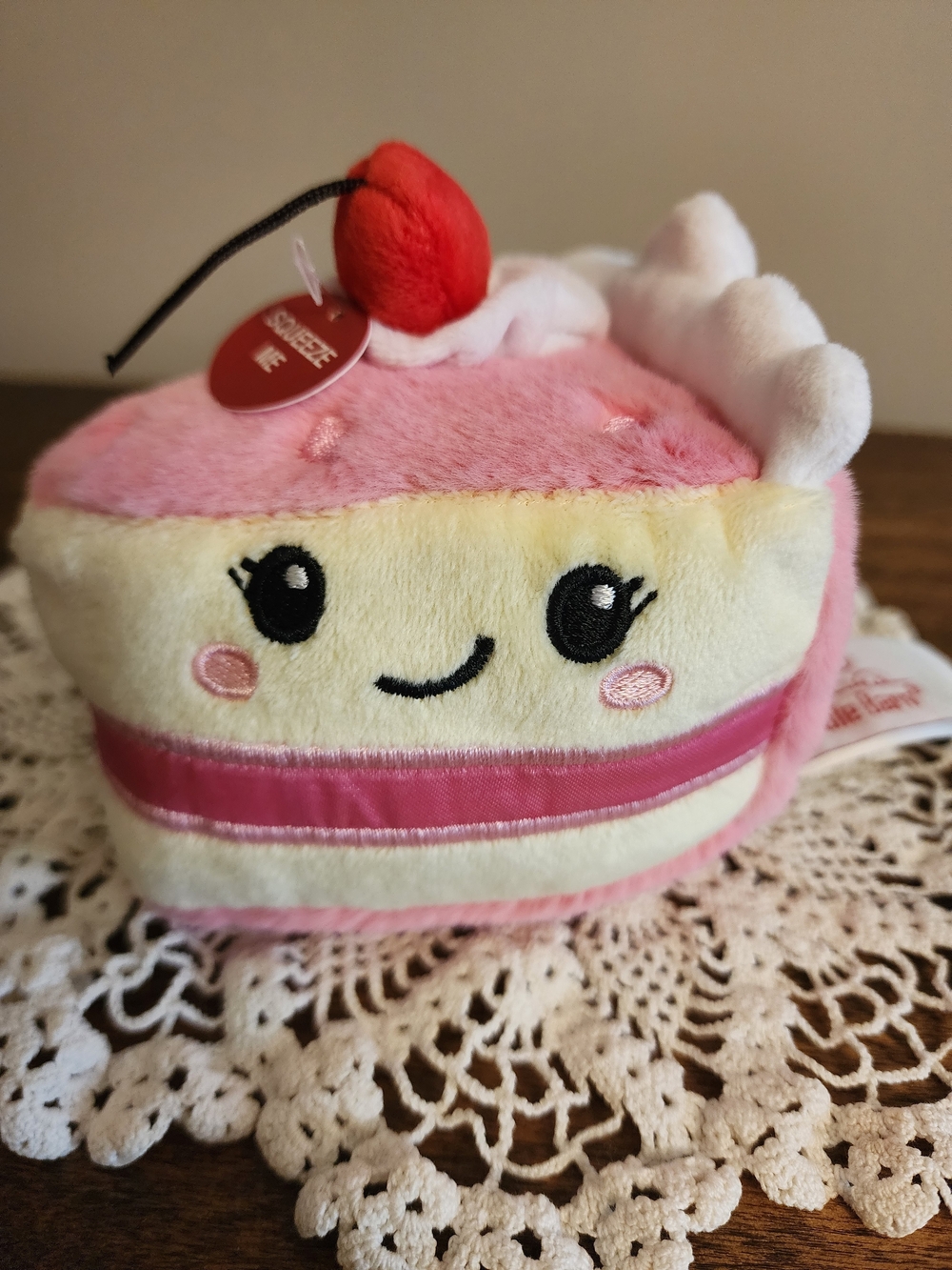 Cute Pink Plush Cake Slice Stuffed Toy - Plush Cuddle Barn "Love at First Bite"